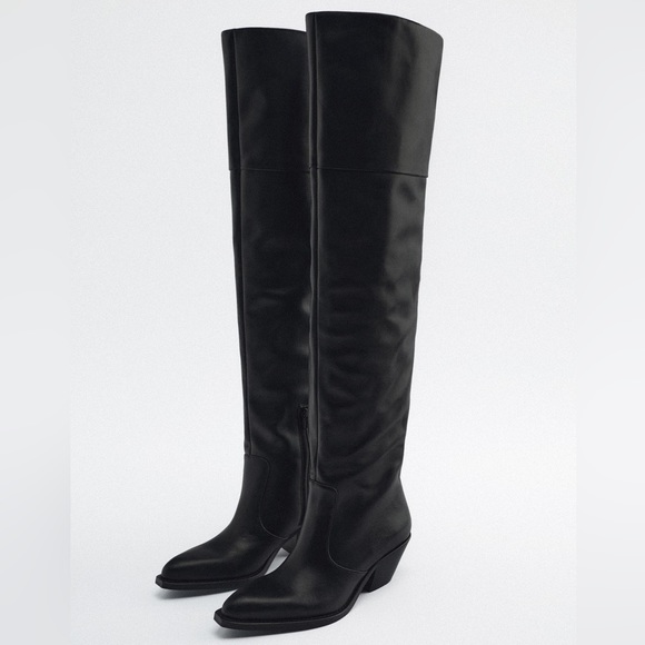 ZARA LEATHER COWBOY BOOTS - Picture 2 of 9